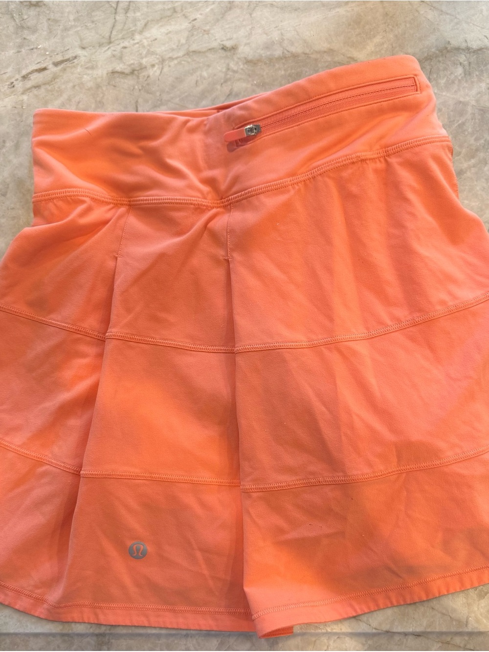 lululemon athletica Coral-Orange Athletic Skort with Zipper Pocket